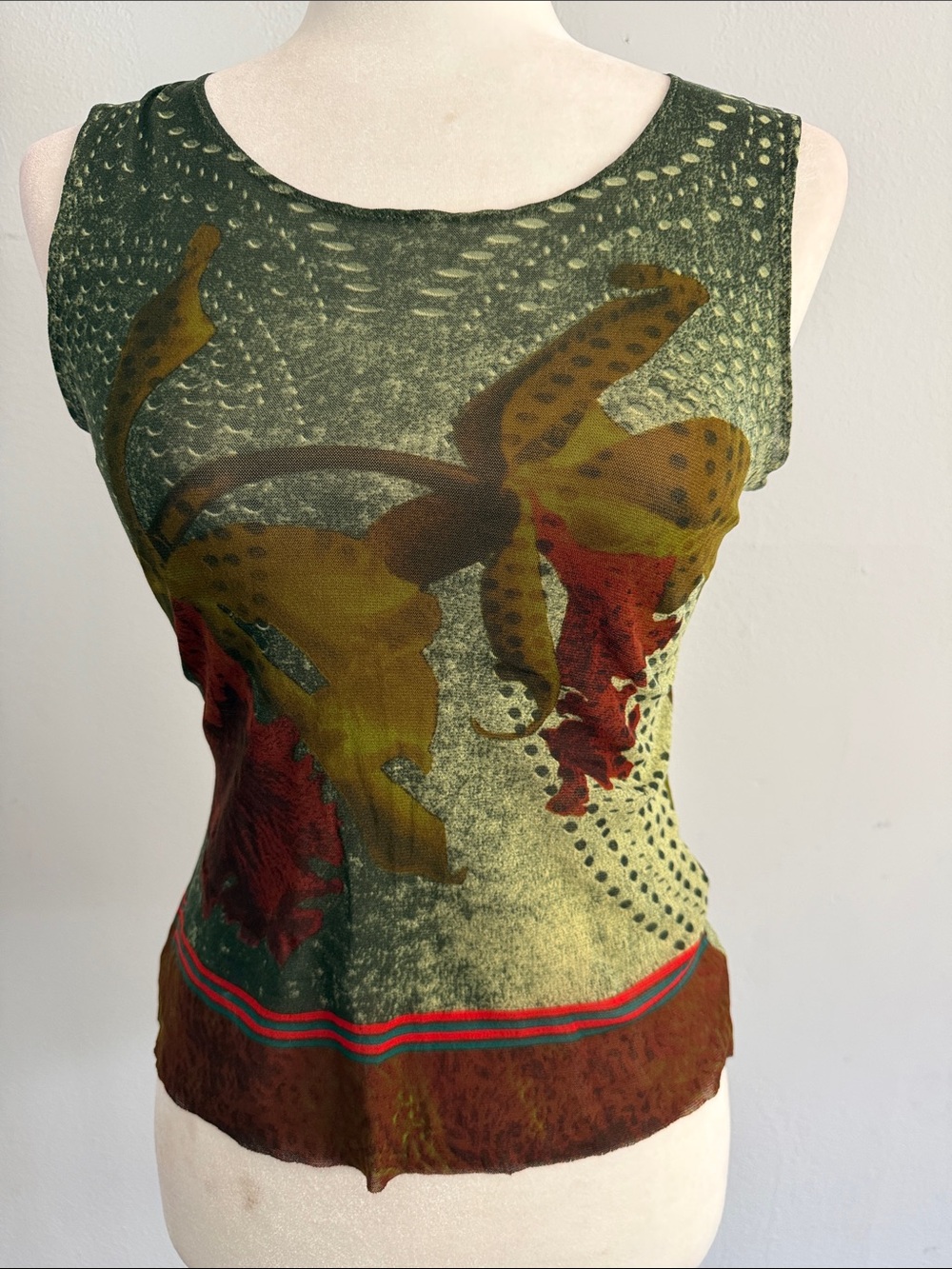 RARE Vintage Italian IPSE GAZEBO Sheer Orchid Mesh Top Y2K Size S